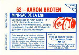1987-88 O-Pee-Chee Stickers #62 Aaron Broten Back
