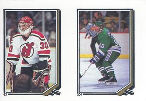 1987-88 O-Pee-Chee Stickers #63 / 204 Alain Chevrier / John Anderson Front