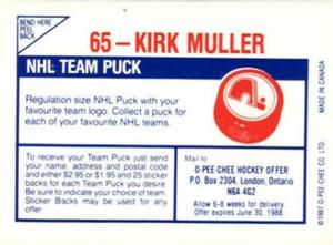 1987-88 O-Pee-Chee Stickers #65 Kirk Muller Back