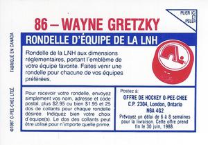 1987-88 O-Pee-Chee Stickers #86 Wayne Gretzky Back