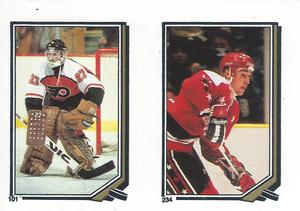 1987-88 O-Pee-Chee Stickers #101 / 234 Ron Hextall / Mike Ridley Front