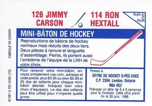 1987-88 O-Pee-Chee Stickers #114 / 126 Ron Hextall / Jimmy Carson Back