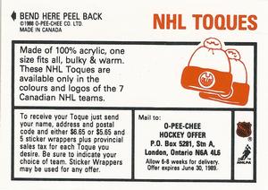 1988-89 O-Pee-Chee Stickers #162 1987-88 Action Back