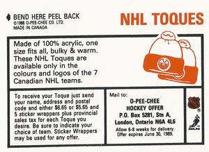 1988-89 O-Pee-Chee Stickers #55 / 186 Kirk McLean / Alain Cote Back