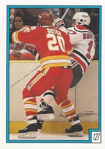1989-90 O-Pee-Chee Stickers #127 Flames / Devils Action Front