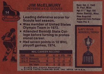 1975-76 Topps #14 Jim McElmury Back