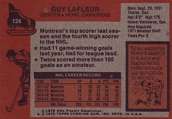 1975-76 Topps #126 Guy Lafleur Back