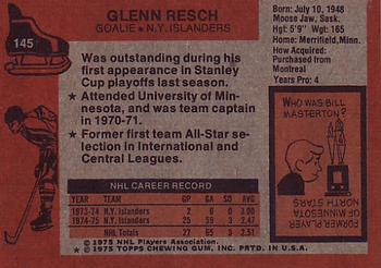 1975-76 Topps #145 Glenn Resch Back