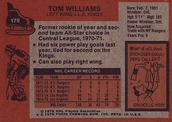 1975-76 Topps #179 Tom Williams Back