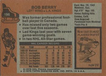 1975-76 Topps #196 Bob Berry Back