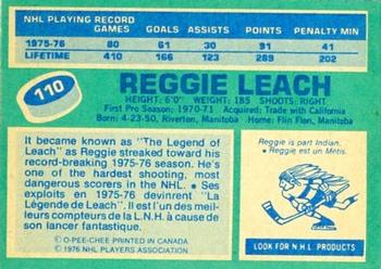 1976-77 O-Pee-Chee #110 Reggie Leach Back