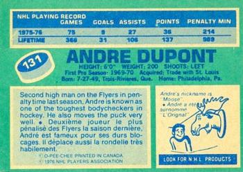 1976-77 O-Pee-Chee #131 Andre Dupont Back