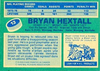 1976-77 O-Pee-Chee #13 Bryan Hextall Back