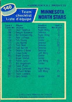1976-77 O-Pee-Chee #140 Minnesota North Stars Back