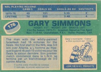 1976-77 O-Pee-Chee #176 Gary Simmons Back