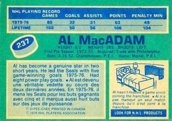 1976-77 O-Pee-Chee #237 Al MacAdam Back