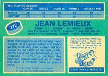 1976-77 O-Pee-Chee #272 Jean Lemieux Back
