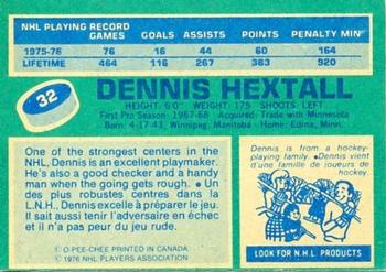 1976-77 O-Pee-Chee #32 Dennis Hextall Back