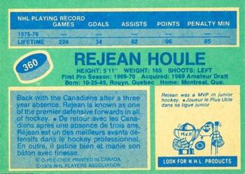 1976-77 O-Pee-Chee #360 Rejean Houle Back