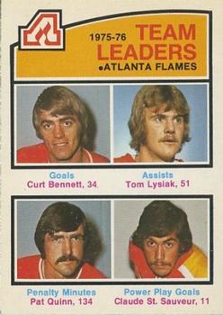 1976-77 O-Pee-Chee #379 Atlanta Flames Team Leaders (Curt Bennett / Tom Lysiak / Pat Quinn / Claude St. Sauveur) Front