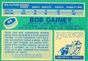 1976-77 O-Pee-Chee #44 Bob Gainey Back