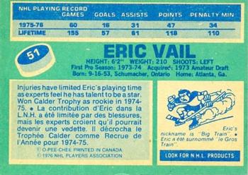 1976-77 O-Pee-Chee #51 Eric Vail Back