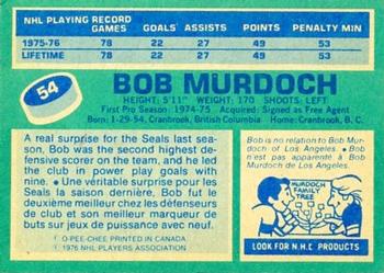 1976-77 O-Pee-Chee #54 Bob Murdoch Back