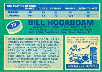 1976-77 O-Pee-Chee #73 Bill Hogaboam Back