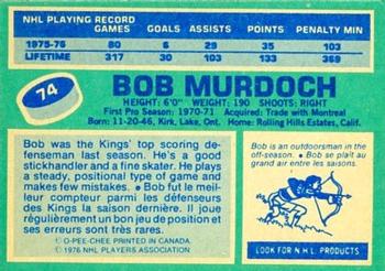 1976-77 O-Pee-Chee #74 Bob Murdoch Back