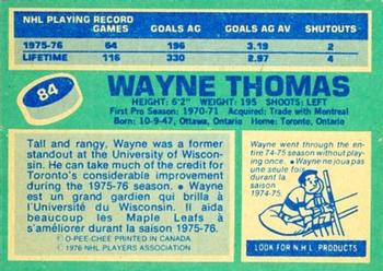 1976-77 O-Pee-Chee #84 Wayne Thomas Back