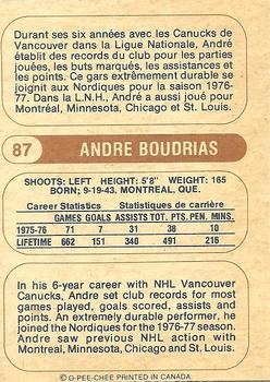 1976-77 O-Pee-Chee WHA #87 Andre Boudrias Back