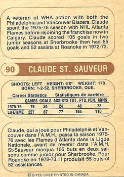 1976-77 O-Pee-Chee WHA #90 Claude St. Sauveur Back