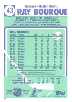 1990-91 Topps - Collector's Edition (Tiffany) #43 Ray Bourque Back