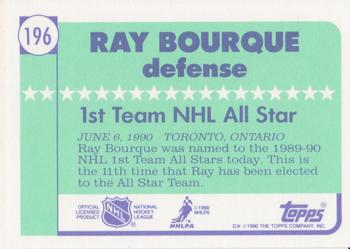 1990-91 Topps - Collector's Edition (Tiffany) #196 Ray Bourque Back