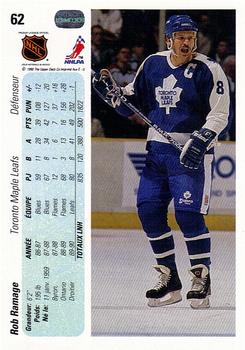 1990-91 Upper Deck French #62 Rob Ramage Back