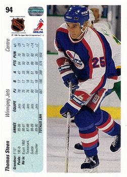 1990-91 Upper Deck French #94 Thomas Steen Back
