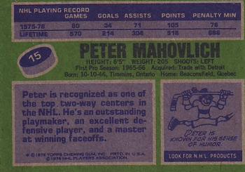 1976-77 Topps #15 Peter Mahovlich Back