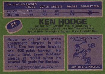 1976-77 Topps #25 Ken Hodge Back