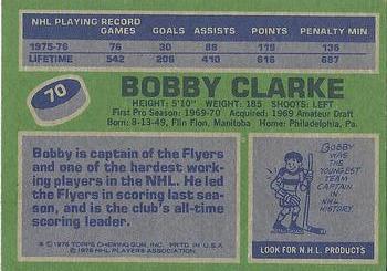 1976-77 Topps #70 Bobby Clarke Back