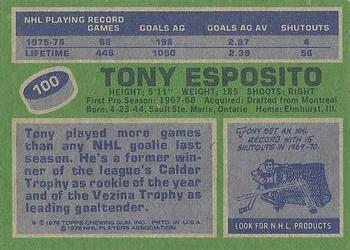 1976-77 Topps #100 Tony Esposito Back