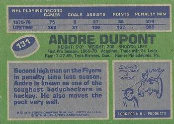 1976-77 Topps #131 Andre Dupont Back