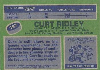 1976-77 Topps #197 Curt Ridley Back