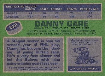 1976-77 Topps #222 Danny Gare Back