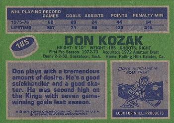 1976-77 Topps #185 Don Kozak Back