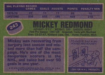 1976-77 Topps #243 Mickey Redmond Back