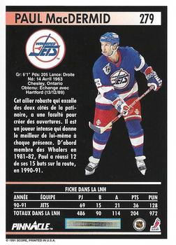 1991-92 Pinnacle French #279 Paul MacDermid Back
