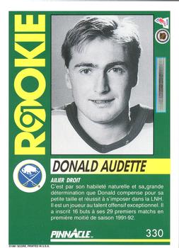 1991-92 Pinnacle French #330 Donald Audette Back