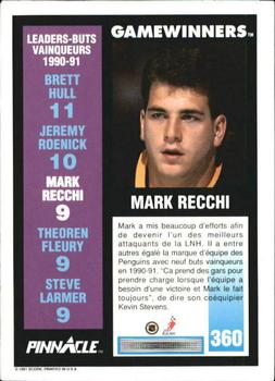 1991-92 Pinnacle French #360 Mark Recchi Back