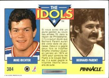 1991-92 Pinnacle French #384 Mike Richter / Bernie Parent Back