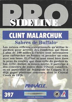 1991-92 Pinnacle French #397 Clint Malarchuk Back
